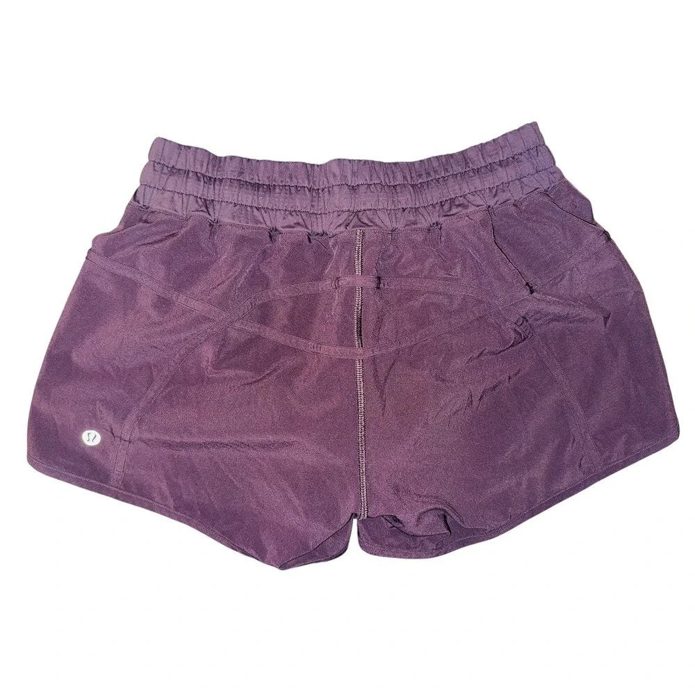 WB2 Lululemon Tracker Purple Running Shorts Women's 6 Elastic Waistband